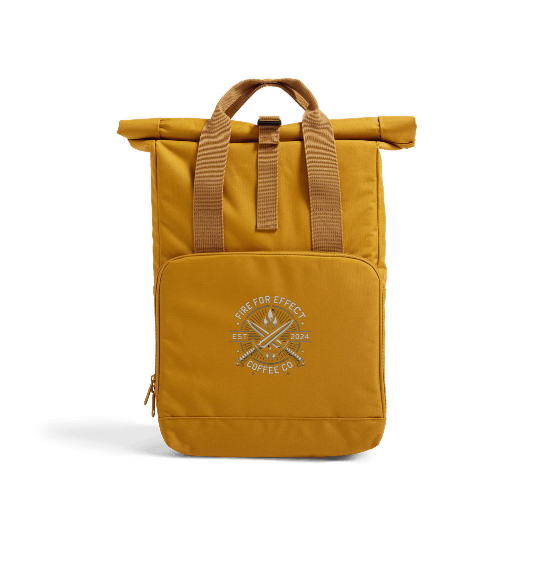 Mustard Greyscale Recycled Twin handle Roll-Top Backpack