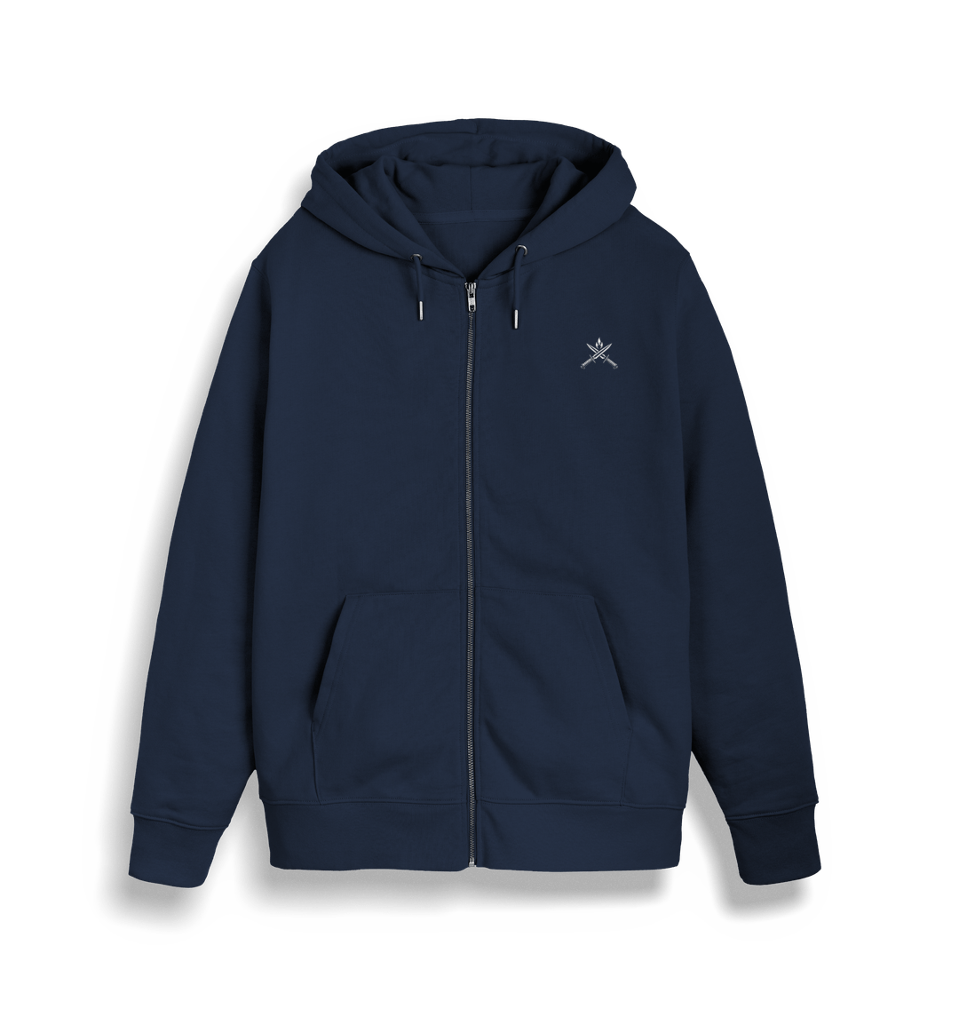 French Navy Minimalist zip Hoody