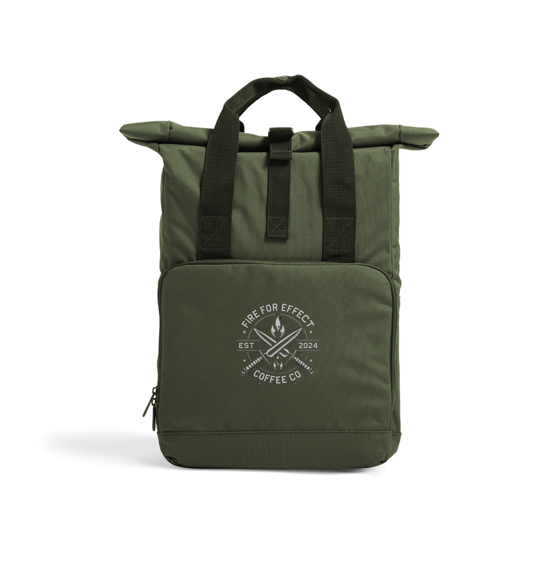 Olive Green Greyscale Recycled Twin handle Roll-Top Backpack