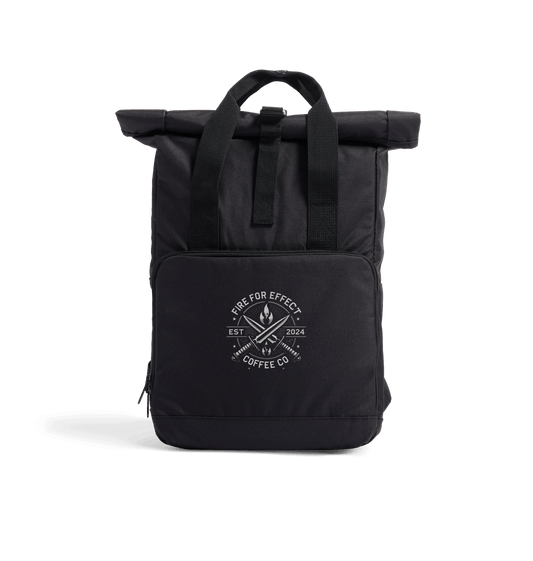 Black Greyscale Recycled Twin handle Roll-Top Backpack